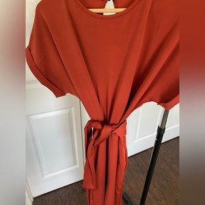 Burnt Orange Belted Jumpsuit